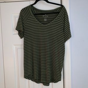 green & black striped tee